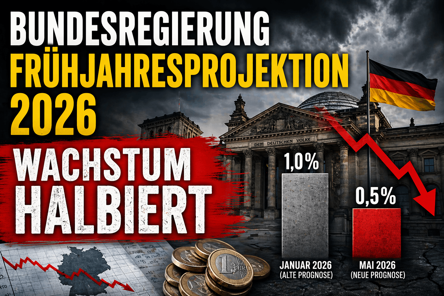 Bundesregierung Frühjahrsprojektion 2026 Wachstum halbiert
