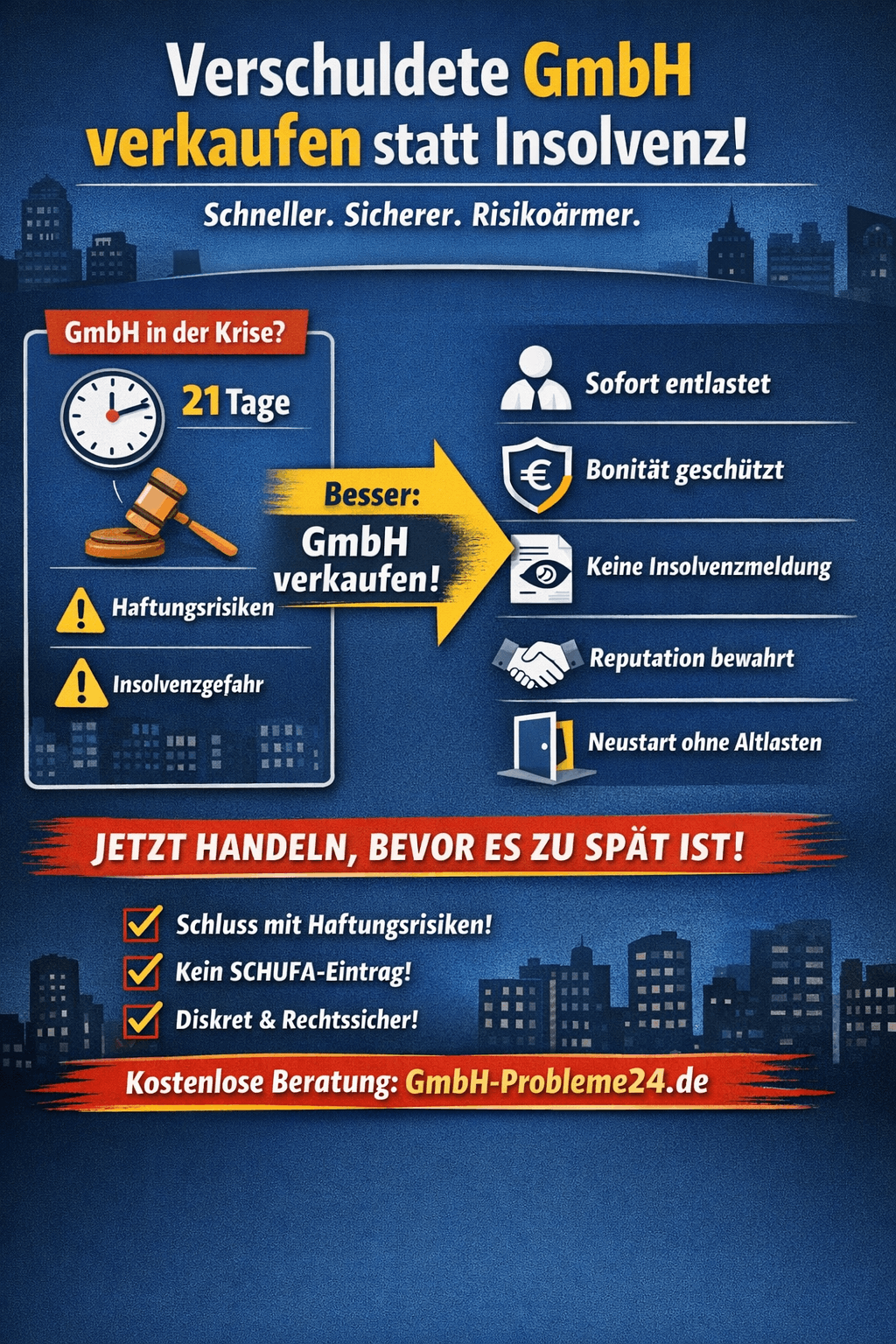 Kann man eine verschuldete GmbH verkaufen Infografik