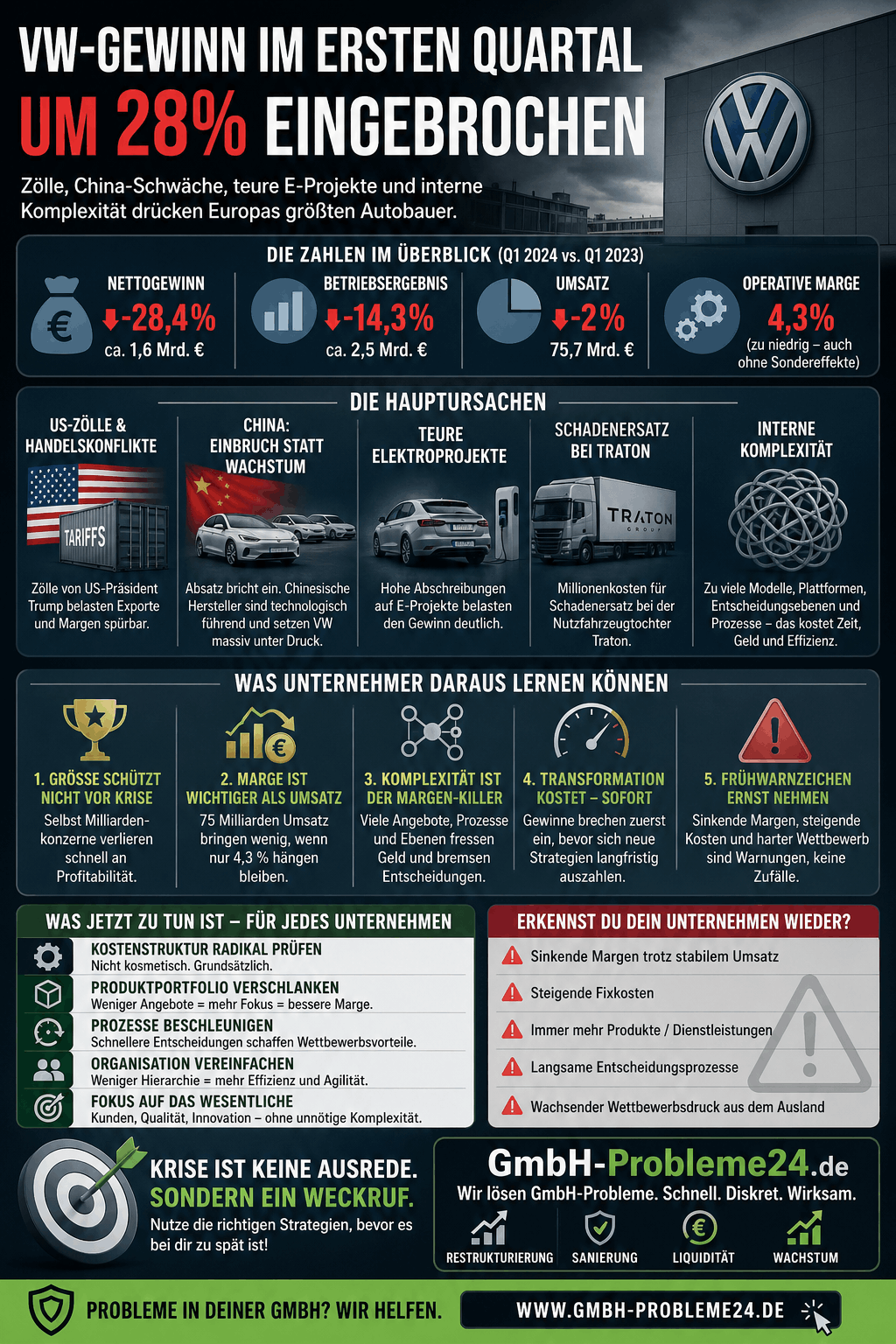 Volkswagen AG Gewinneinbruch Infografik
