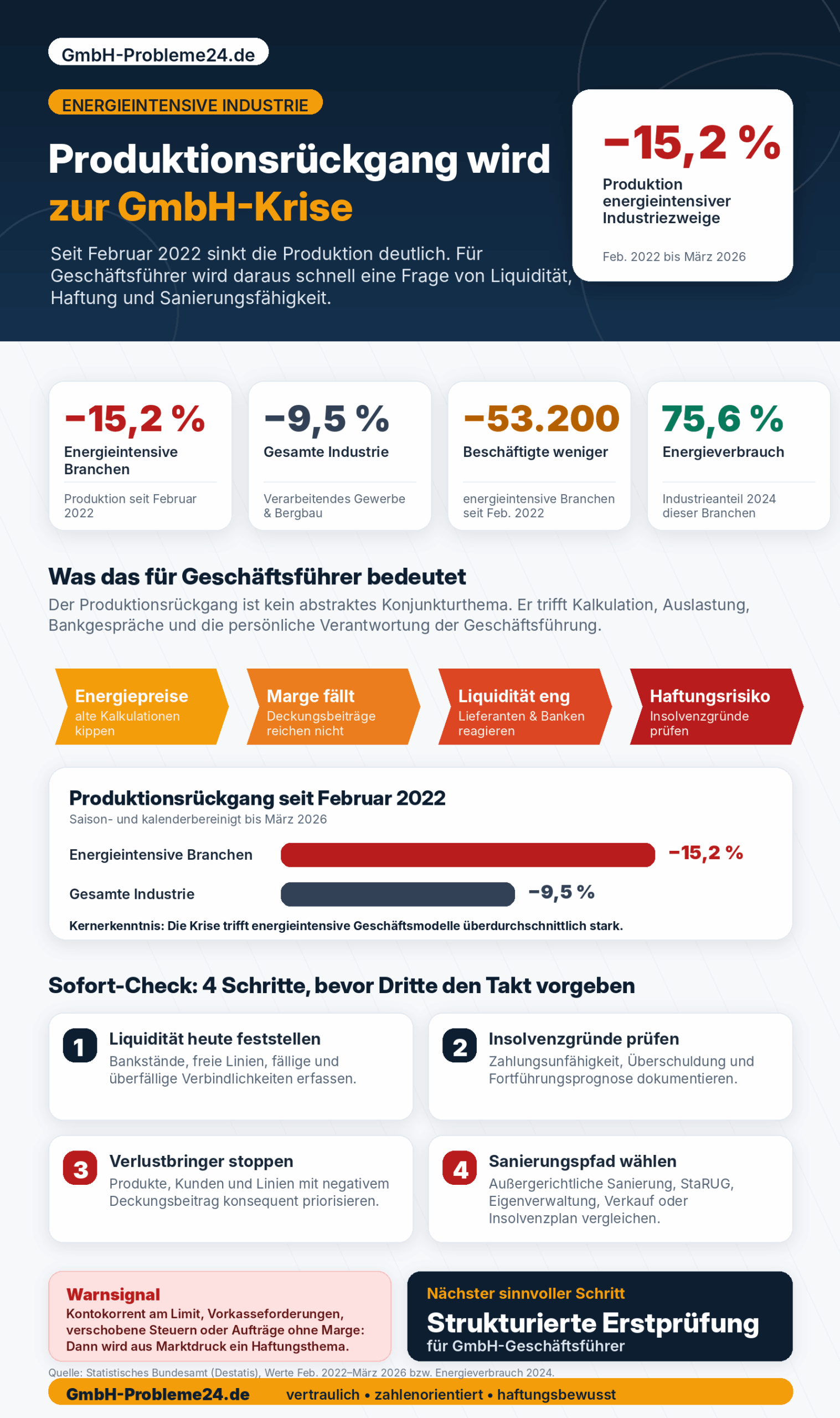 Energieintensive Industriezweige Produktionsrückgang Infografik