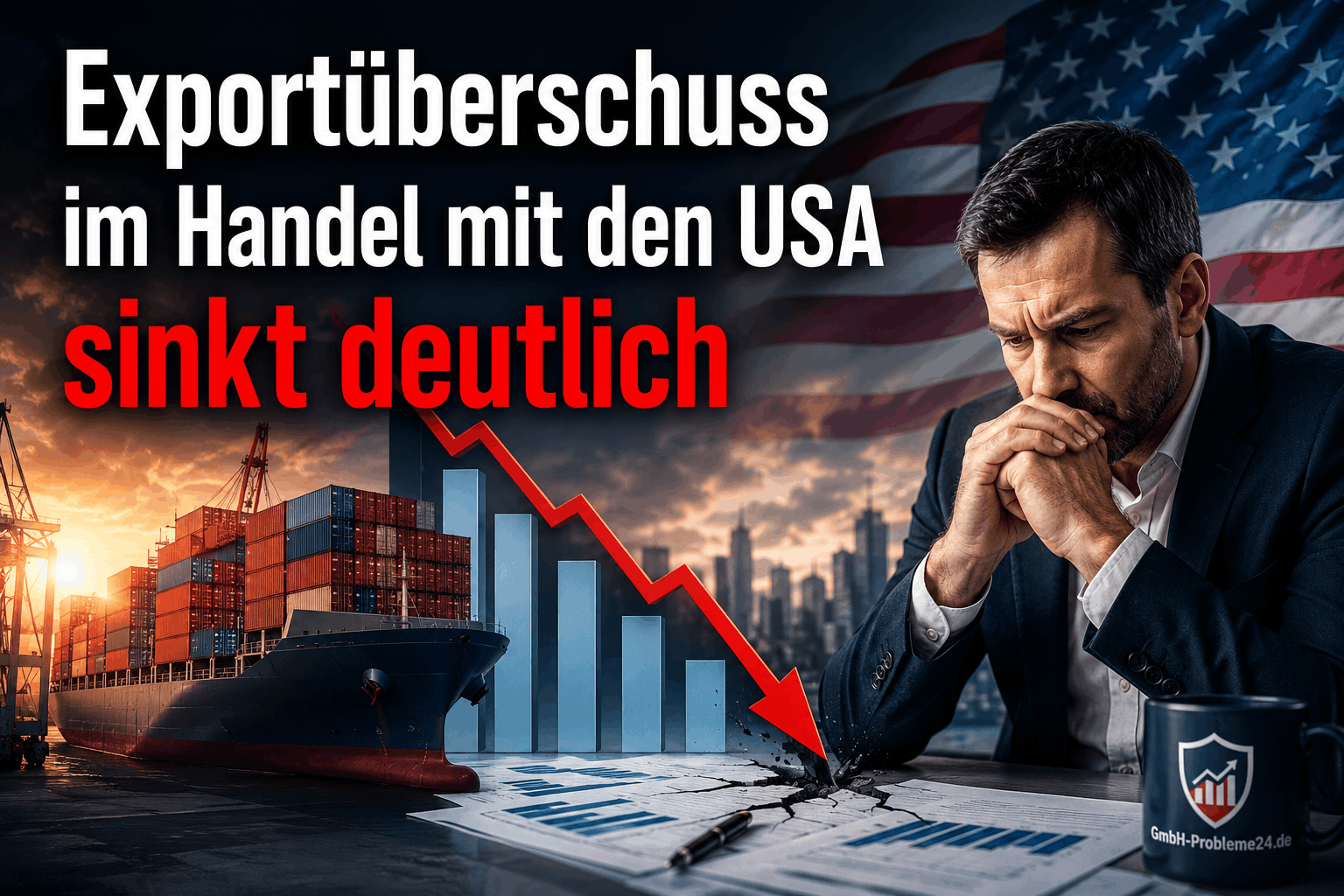 Exportüberschuss im Handel mit den USA sinkt deutlich