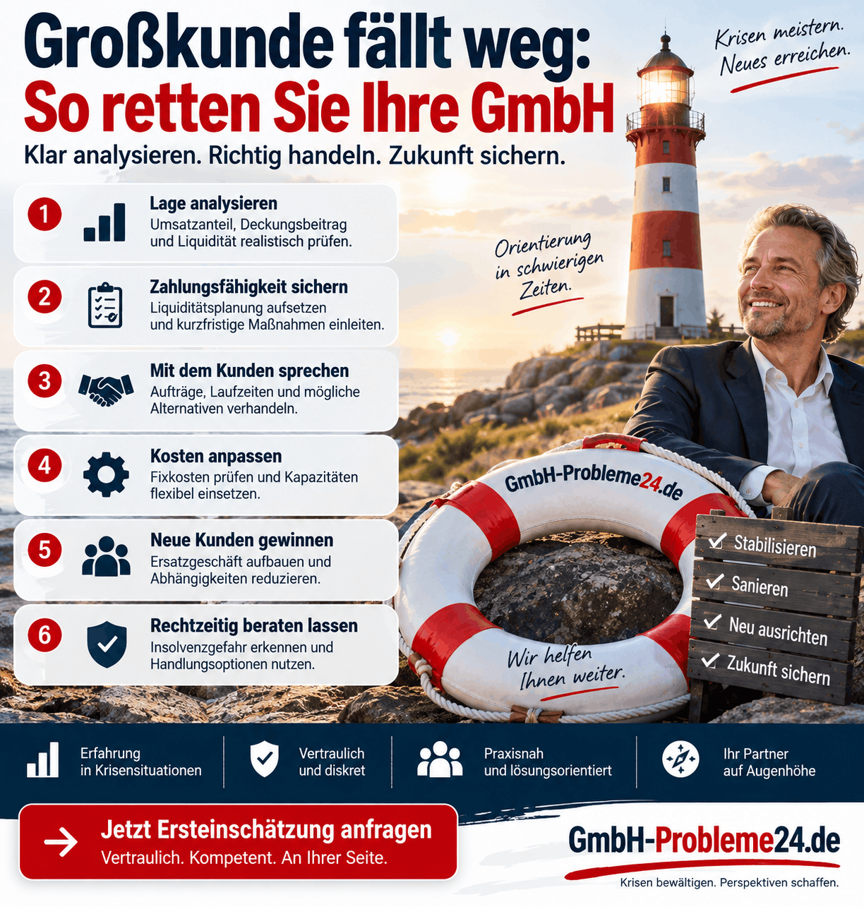 Großkunde fällt weg: So retten Sie Ihre GmbH Infografik