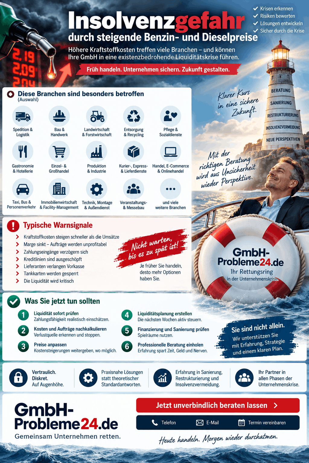 Insolvenzgefahr durch steigende Benzin- und Dieselpreise Infografik Insolvenzgefahr durch steigende Benzin- und Dieselpreise Infografik
