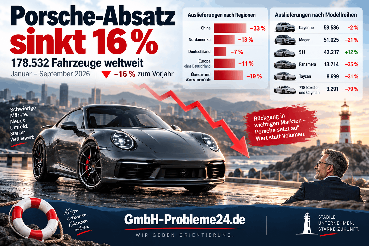 Porsche-Absatz sinkt Infografik
